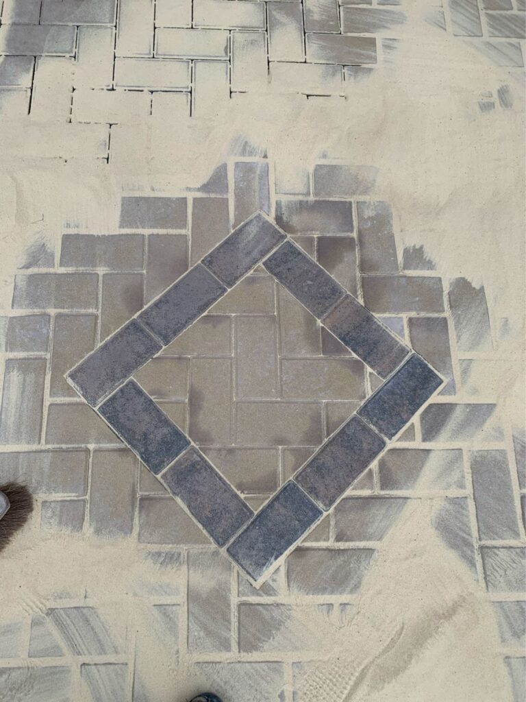 Completed decorative block paving pattern following reinstatement works in Maryhill Glasgow